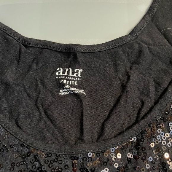 A.N.A Women’s Black Sequin Tank Top Petite Medium - Picture 3 of 4